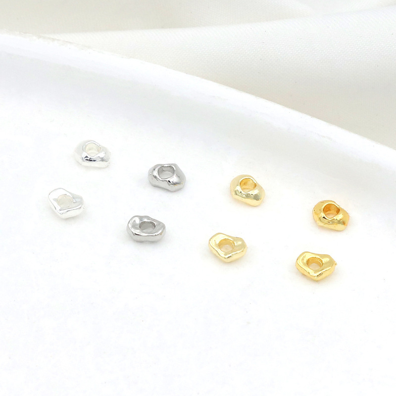 18k gold-plated color-retaining irregular small pebbles baroque silver fragments spacer beads DIY bracelet accessories D93 18k gold-plated color-retaining irregular small pebbles baroque silver fragments spacer beads DIY bracelet accessories D93