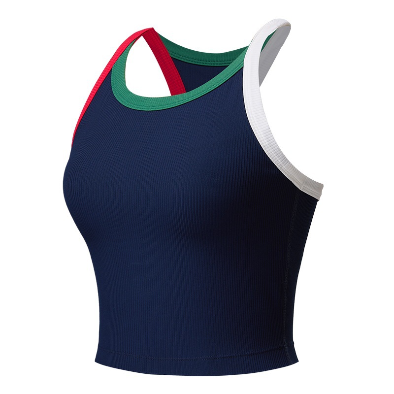 Una sola chaleco deportivo mujer cinturón cojín de pecho reúnido antichoque ropa interior de carrera de tenis al aire libre ropa de yoga retro