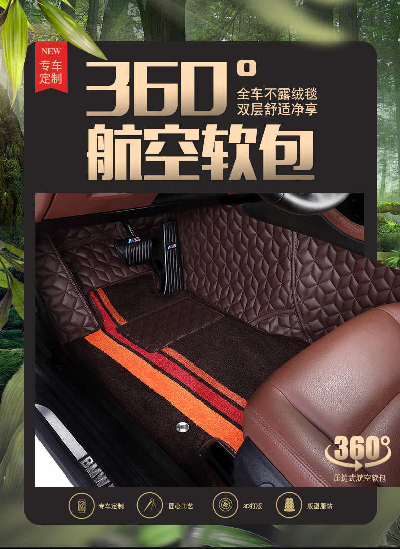 360 Aviation Soft Car Floor Mats Inlaid Wear-resistant and Environmentally Friendly Car Surrounding Floor Rubber Blanket Full Coverage