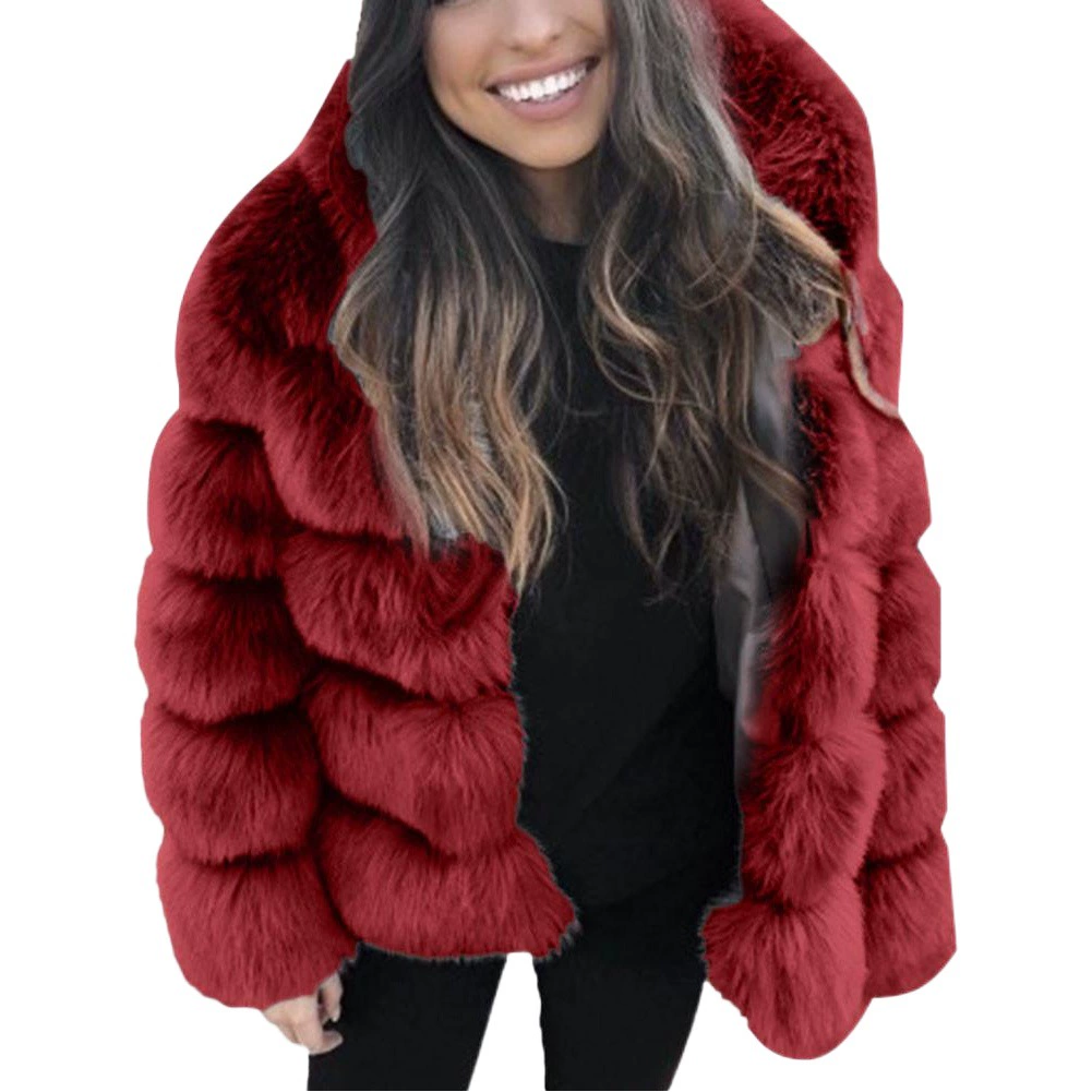 Европейская и американская оптовая продажа: новая женская приталенная шуба средней длины из искусственного меха с капюшоном, осень-зима 2025