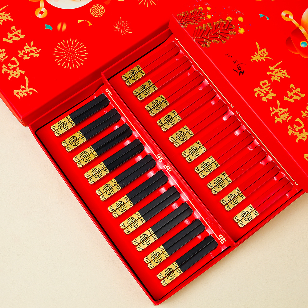 Un buen comienzo para el año de la serpiente 2025 regalos palillos zodiaco caja de regalo juego de vajilla doméstica de marea nacional con regalo LOGO al por mayor