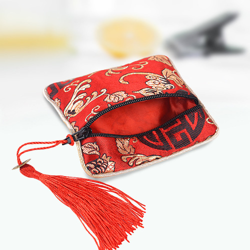 Retro zipper bag jewelry bag handmade jewelry embroidery double-layer brocade ring necklace necklace earrings literary toy storage bag