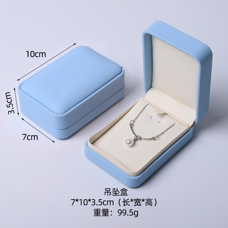 Caja de joyería rosa de alta calidad de cuero pu caja de embalaje de marca de joyería logotipo colgante pulsera collar caja de anillo