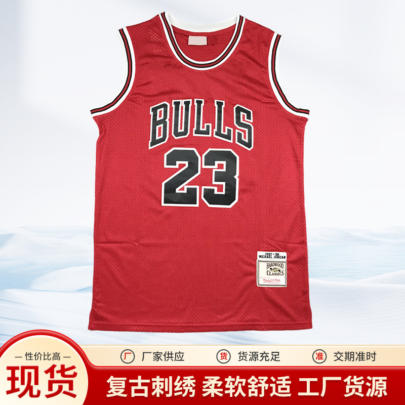 Bulls 98 Finals Edition 23 Red Jordan Sleeveless Vest Men's and Women's Loose Outfit BF Style Street Fashion Hip Hop Bulls 98 Finals Edition 23 Red Jordan Sleeveless Vest Men's and Women's Loose Outfit BF Style Street Fashion Hip Hop