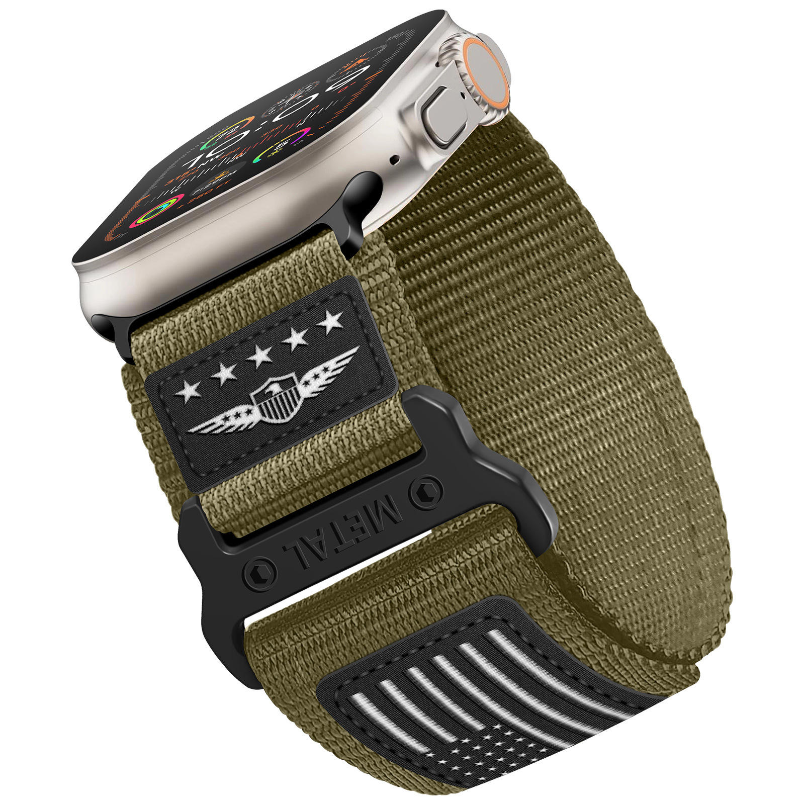 Gray black and white woven fabric strap