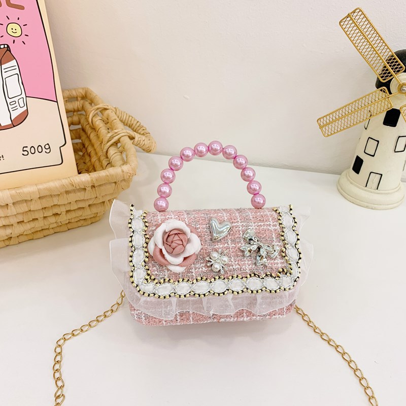 Bolsa de hombro coreana para niñas, arco de perlas, lindas flores, bolso de mochila para bebés, nuevo tipo de bolso para niños fragante.