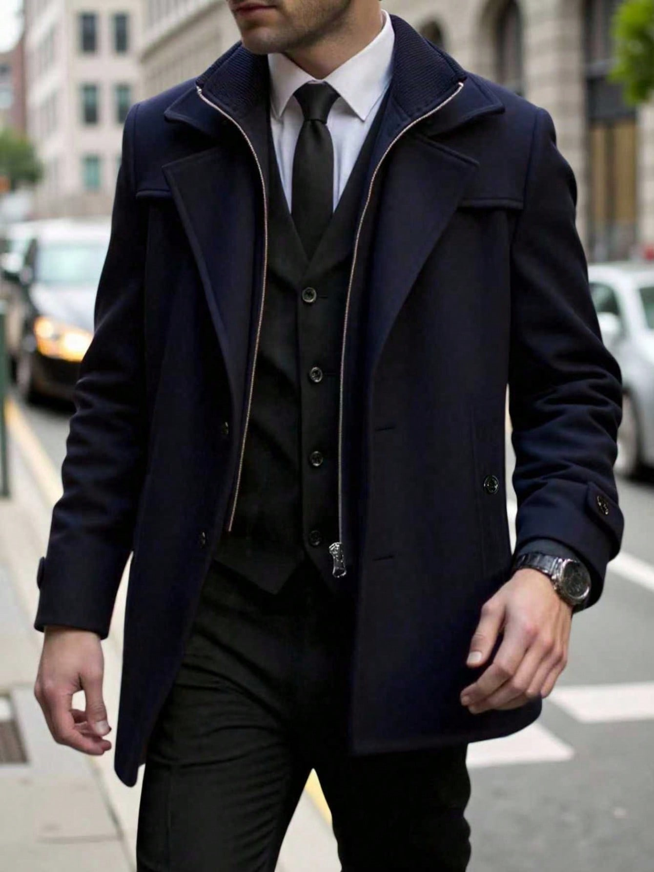 2025 otoño y invierno comercio exterior transfronterizo Europa y Estados Unidos ropa de hombre chaqueta de tween con cremallera abrigo de tween negocios Amazon 240804