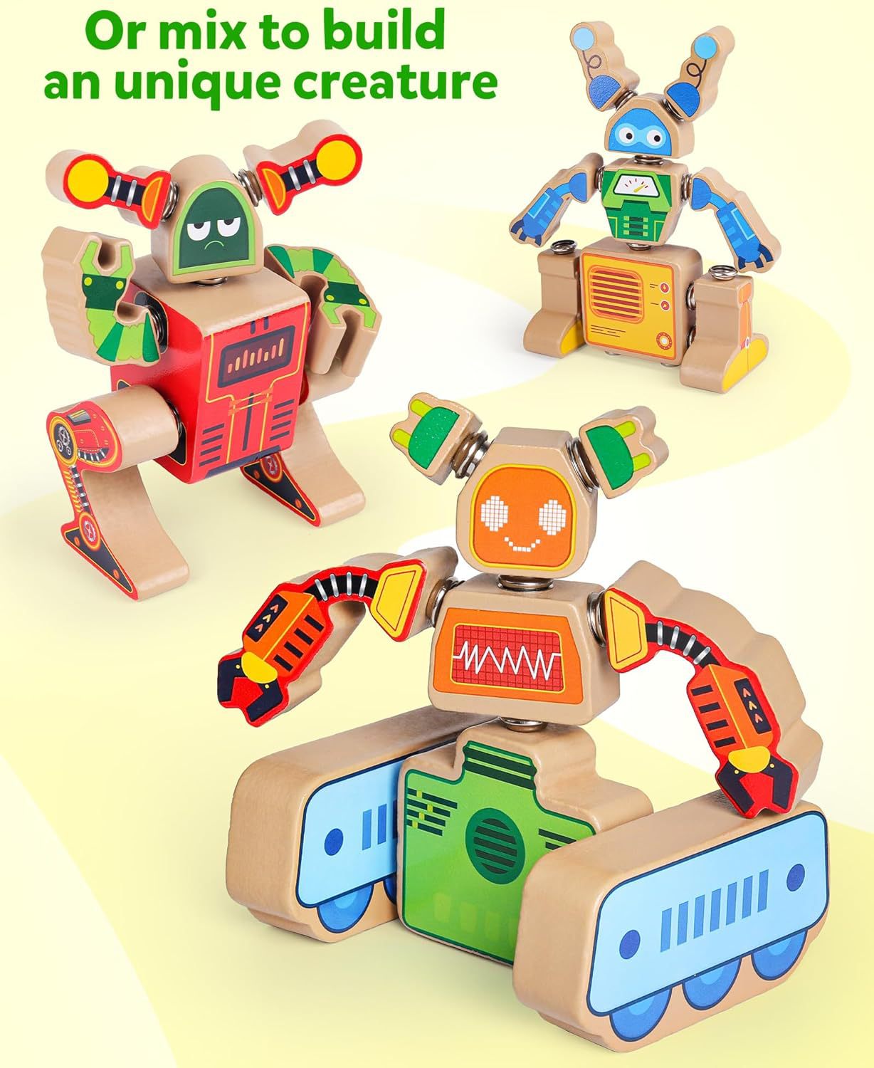 Robot de madera combinación hebilla animal bloques de construcción educación científica STEM juguetes educativos ayudas didácticas Montessori
