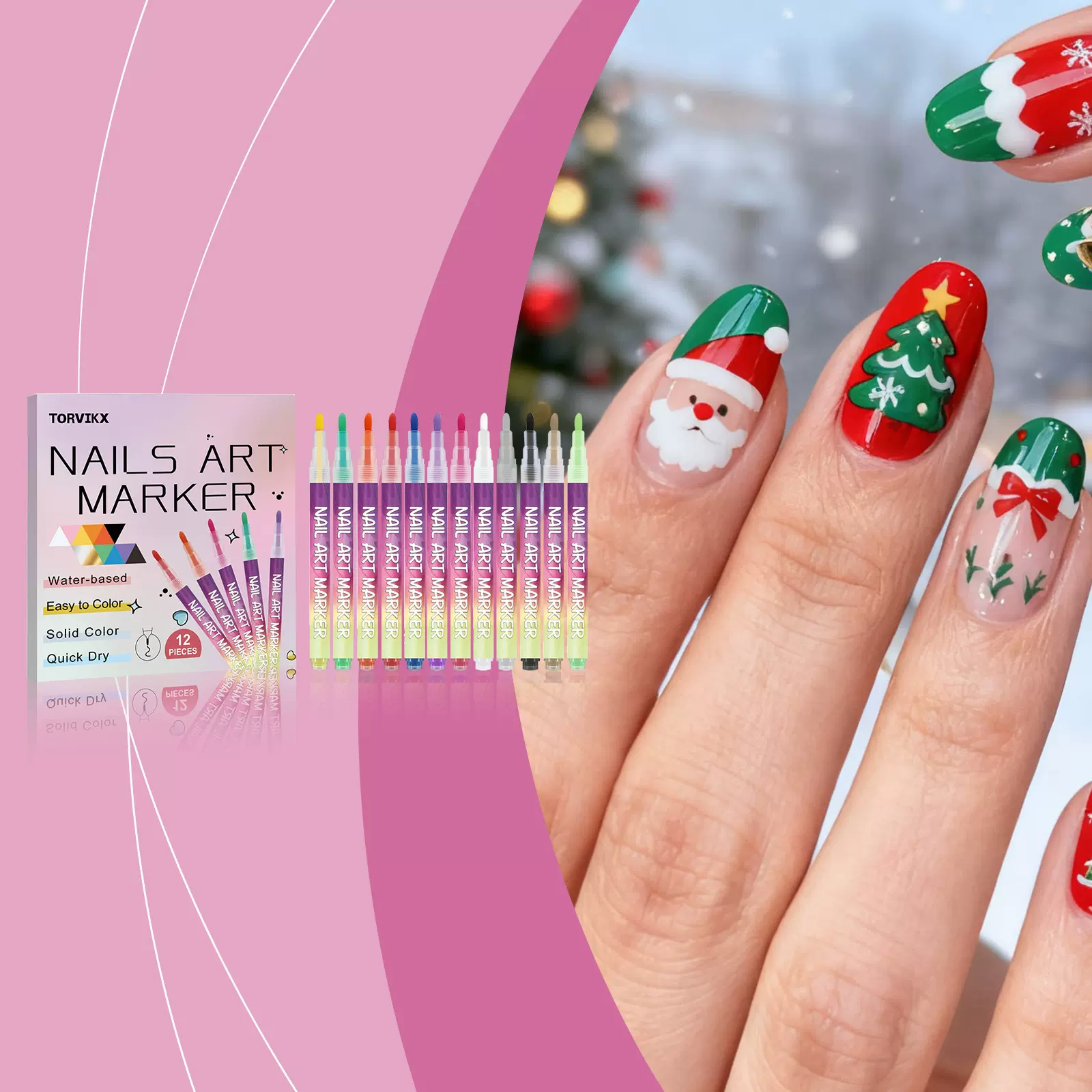 TORVIKX DIY美甲艺术涂鸦笔 精准勾勒色彩鲜亮新手友好持久不易掉