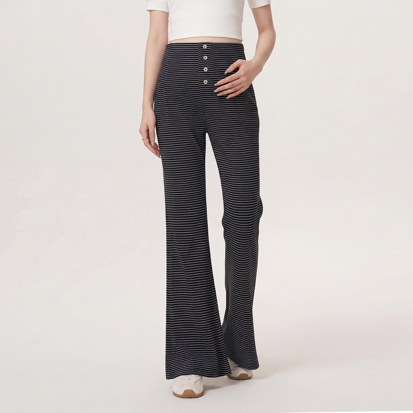 Maternity Pants for Summer, Striped Flared Pants, 2026 New Spring and Summer Style, Non-Tightening on the Belly, Casual Wide-Leg Long Pants