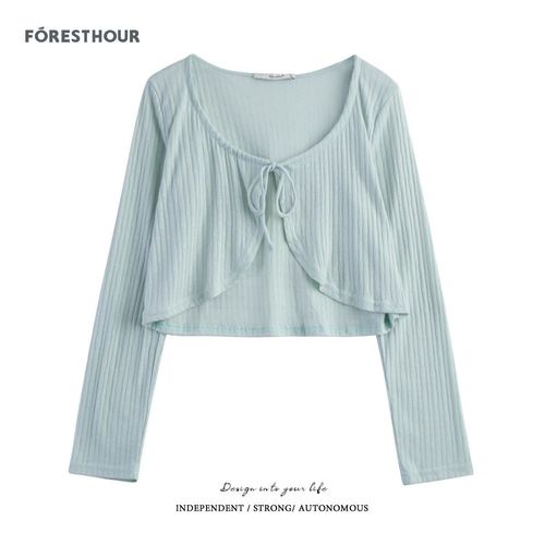 Summer and Autumn New Arrival BM Short-Sleeve Pure Desire Thin Long-Sleeve Bow Knit Cardigan Sun Protection Cover-up