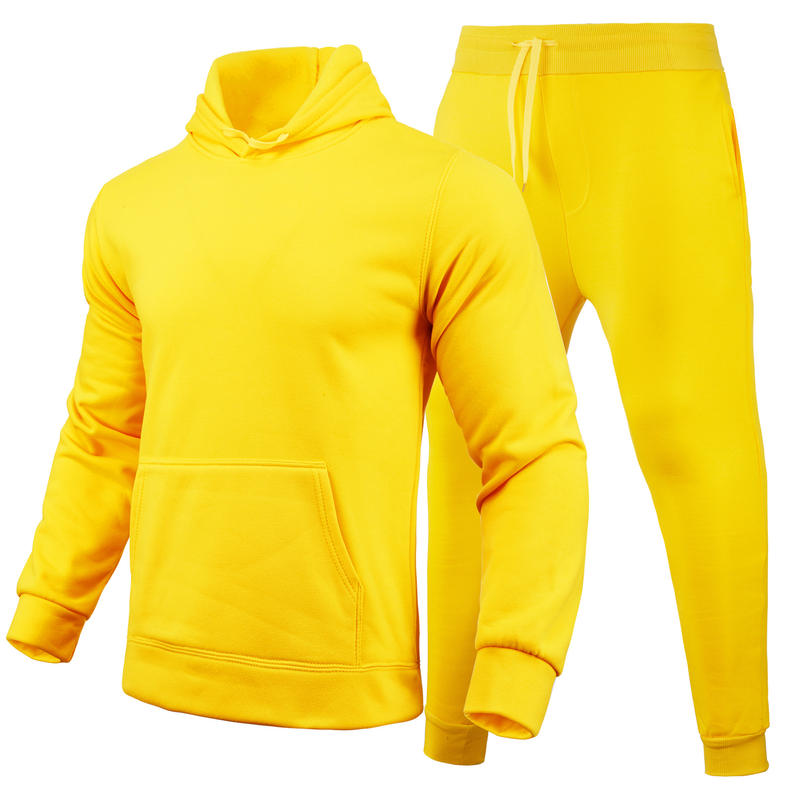 220g Herbst/Winter Herren und Damen Casual Europäische Größe Blank Einfarbig Fleece Lose Pullover Hosen Zweiteiliges Set_voghion.com