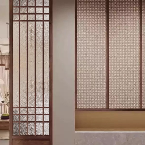 Song's Aesthetic New Chinese Style Solid Wood Glass Screen Partition Living Room Entrance Door Entrance Tea Room Screen Folding Screen