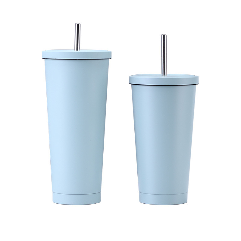 Cross-border Special For 304 Stainless Steel Double-layer Straw Mug Portable Outdoor Car Vacuum Coffee Cup