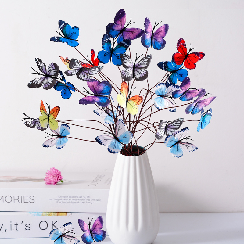 Xiyu imitación de flores 5 mariposas materiales de embalaje de ramo de flores decorativas para el hogar floristas materiales DIY hechos a mano