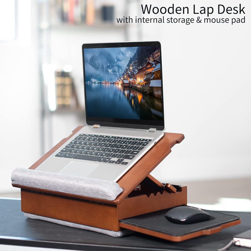 Laptop Tray Wooden Heightening Display Mouse Tray Creative Portable Office Solid Wood Storage Box