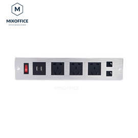 办公家具屏风桌面插座嵌入式铝合金拉丝台面插座线盒酒店壁橱排插