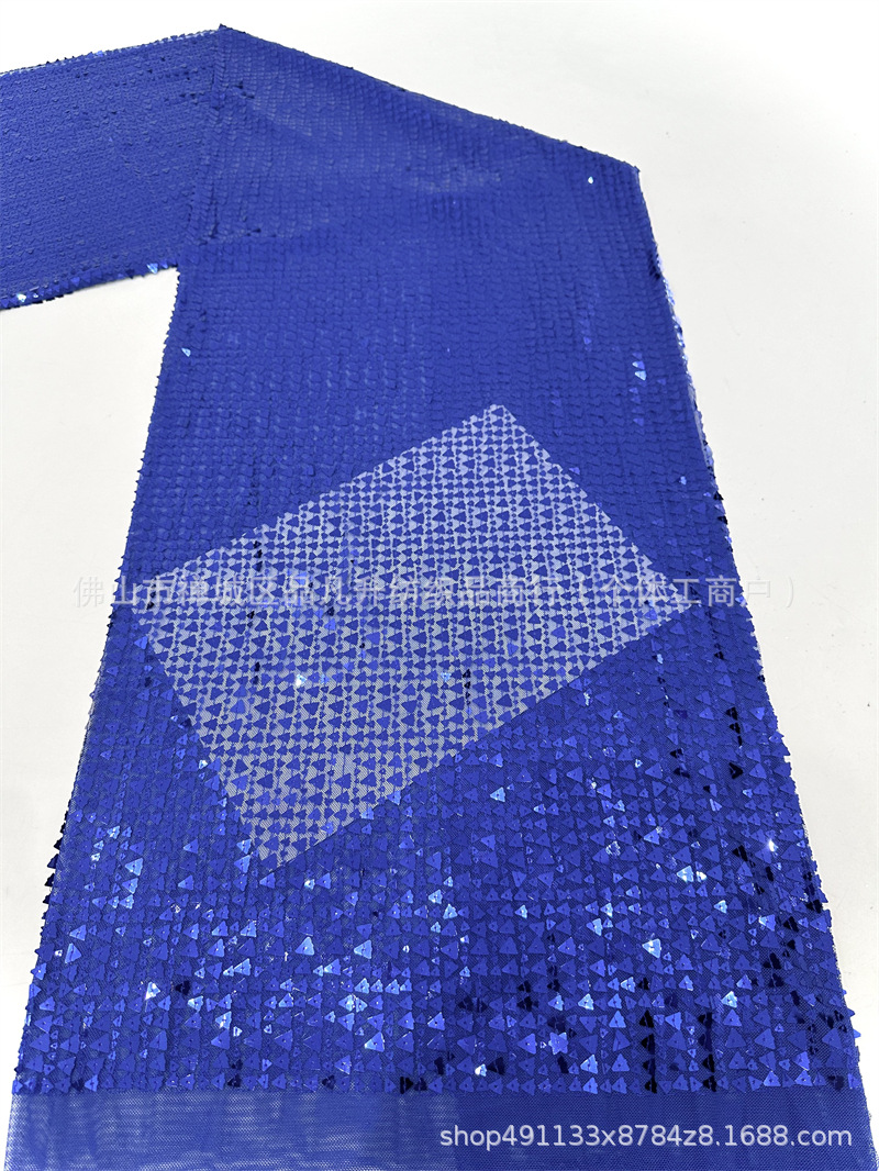 Triángulo full sequinilla elástica tela de malla de verano transpirable bordada ropa de moda fuente de fábrica de suministro