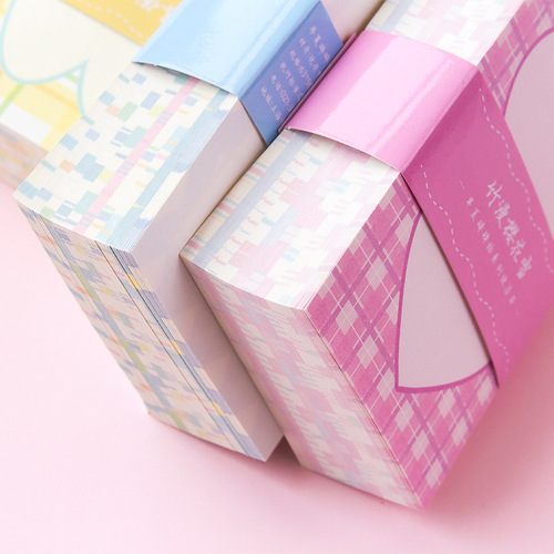 Message Pinellia broken plaid note pad Fresh plaid diy handbook base decorative note paper 200 pieces 6 styles