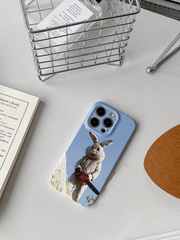 電鋸兔子藍色菲林軟殼適用蘋果15promax手機殼14pro/13pro/12硬殼