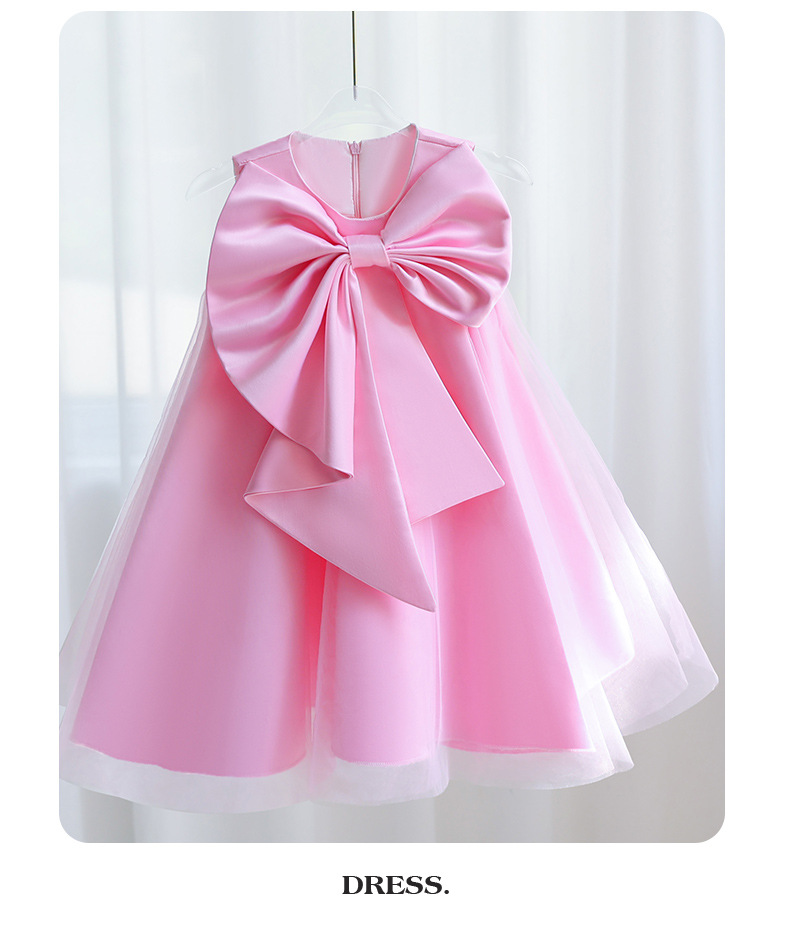416g Weight Children's Dress Children's Clothing Type Above Knee Dress Length Type Sleeveless Sleeve Length Party Dress Dresses Type Polyester Fabric Type High Waist Waist Line Kids(7-16Years) Age Group Party Occasion Round Neck Neckline Loose Fit Type Solid Color Pattern Winter, Summer, Spring Season Girl'S Gender Bowknot Design Princess Style Princess Solid Color Bowknot Polyester Girls Dresses 5