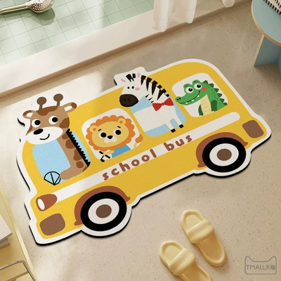 Avtomobil döşəmə paspasları — Stain-Resistant and Easy-Care Floor Mats - sr301-animal-school-bus-4060cm-diatom-mud-upgraded-model