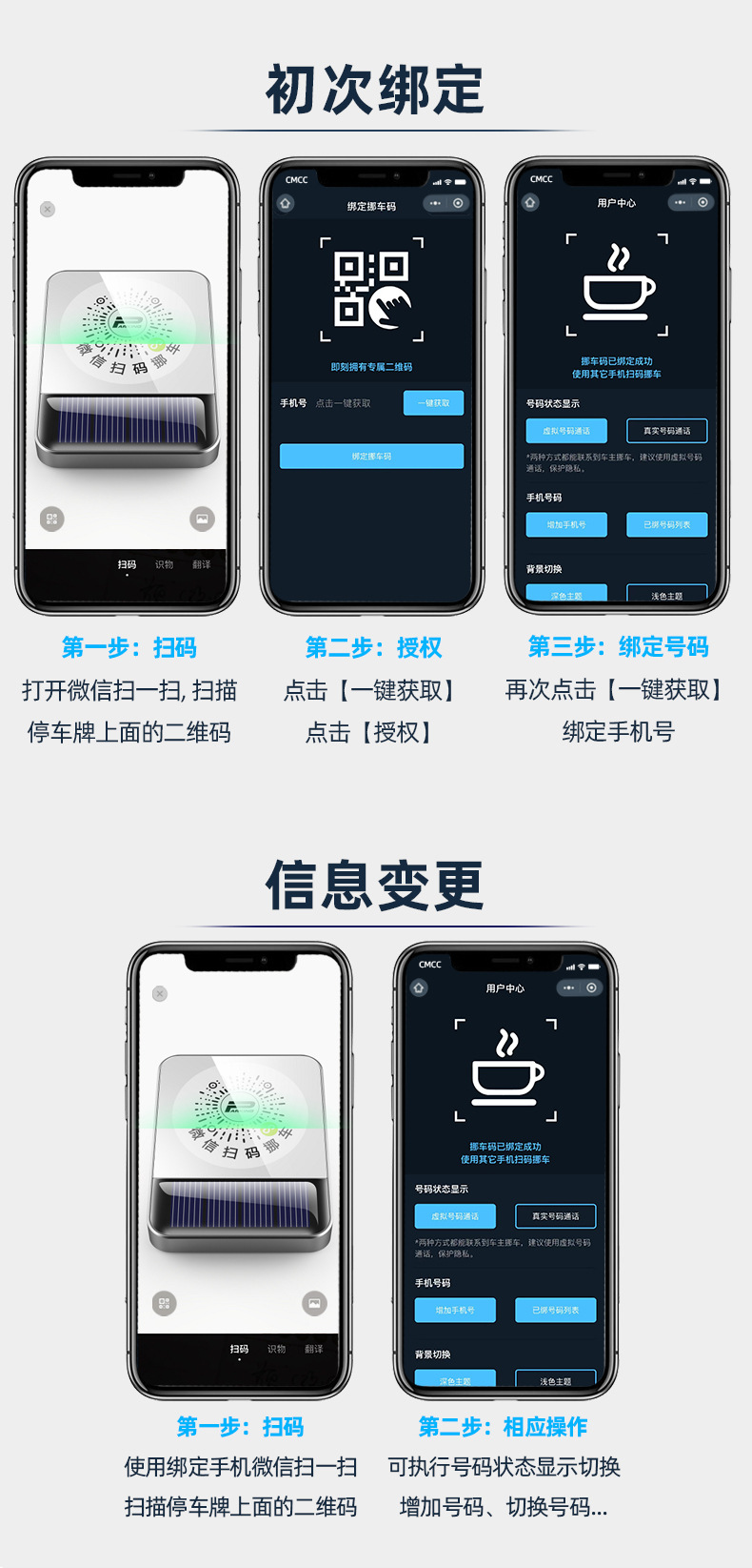 Car temporary parking phone number plate moving car two-dimensional code metal moving license plate creative solar scanning code ornaments