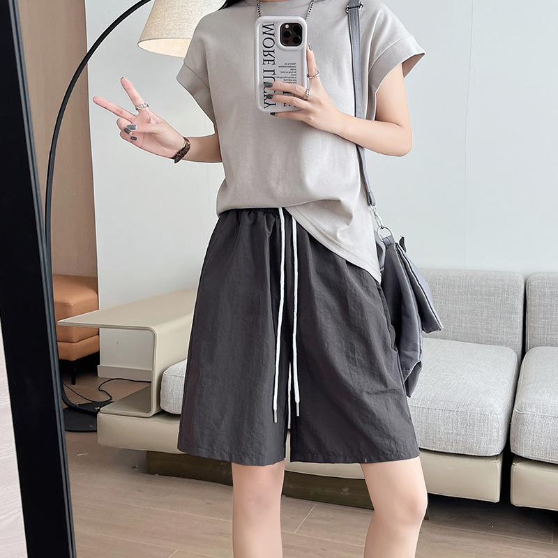 ナイロン速乾ショートパンツ レディース 夏 2025年新作 外出着 着痩せ効果 五分丈パンツ カップル向け スポーツ ストレート ワイドパンツ|undefined