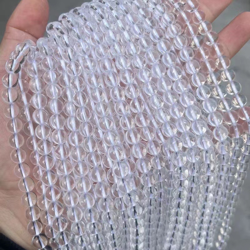 純粋な天然の7a級の白い水晶の圧電の白い水晶の玉の散珠の半製品のdiyのアクセサリのブレスレット