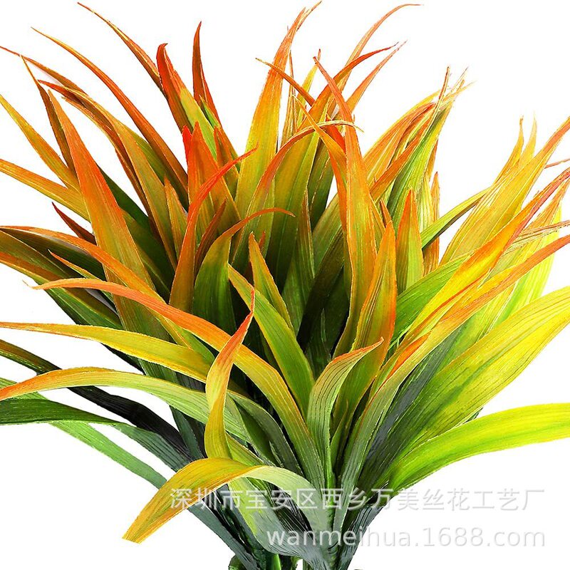 Artificial Flower Orchid Potted Plant Clover Leaf Simulation Plant Home Outdoor Autumn Orange Artificial Plastic Fake Flowers and Plants