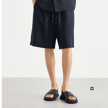 Bộ sơ mi ngắn tay cổ Cuba nam phong cách công sở, chất liệu nhăn mềm mại — Quần Short (91718) chi tiết 14