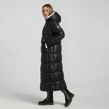 晋江棉服俄罗斯秋冬季源头工厂潮牌女款连帽加厚外贸定制长款棉服