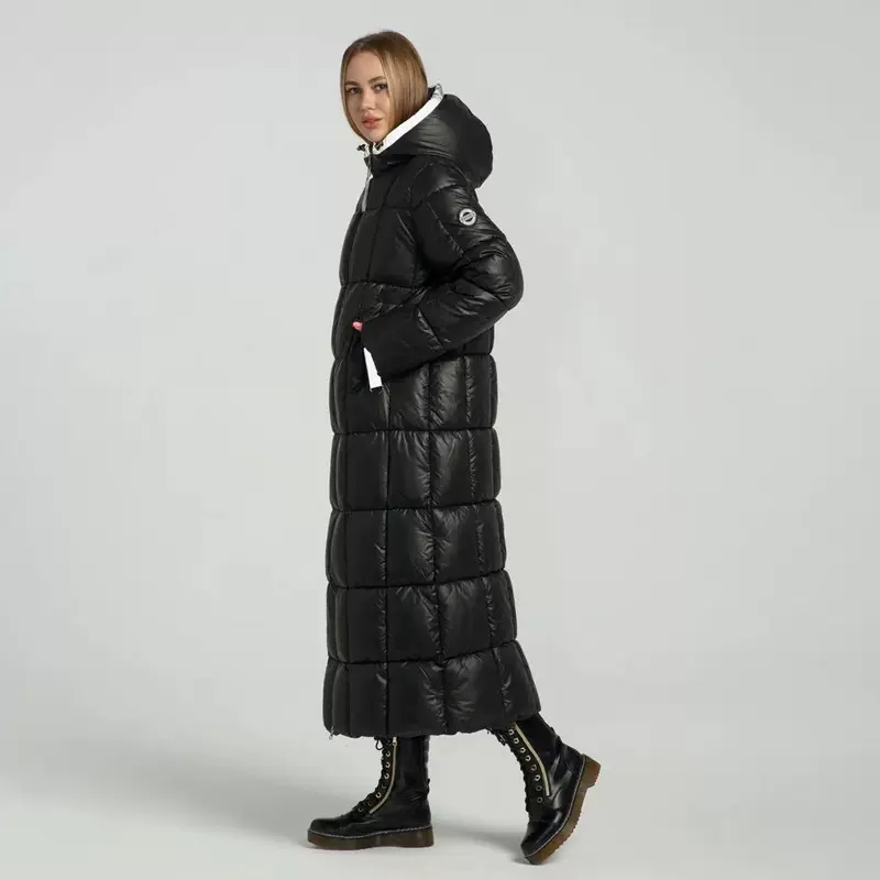 晋江棉服俄罗斯秋冬季源头工厂潮牌女款连帽加厚外贸定制长款棉服