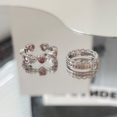Ring with Pink Diamond Heart Design, Wholesale for Girls, Unique and Chic, Light Luxury, Instagram Sweet and Cool Style