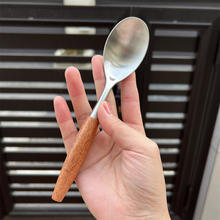 【自留款漂亮】【】木柄 304不锈钢勺子饭勺汤勺调羹