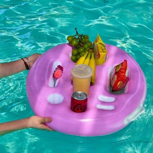 Pvc Inflatable Drink Holder Cup Seat Fruit Cup Holder Party Wine Tray Water Floating Tray Water Party Essential