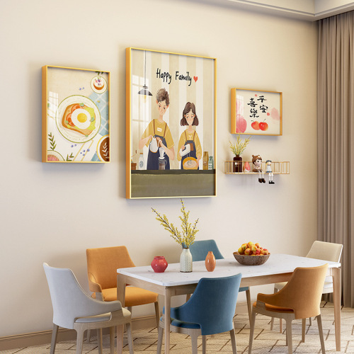 Nordic Warm House Restaurant Decoration Painting Crystal Porcelain Mural Combination Aluminum Alloy Painting Wall Decoration Iron Shelf Hanging Painting