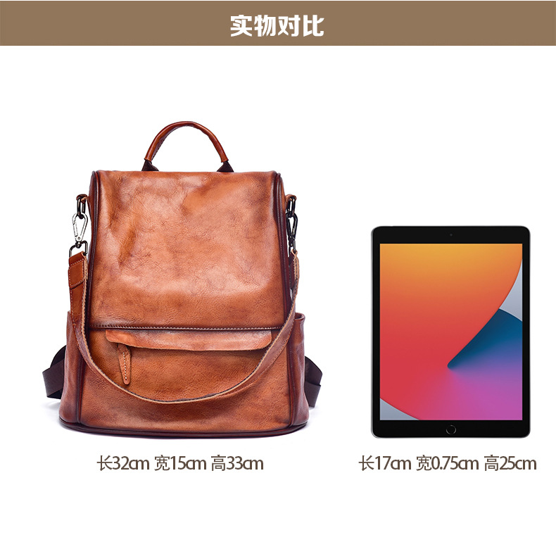 Ba lô retro phong cách Âu Mỹ chống trộm dung tích lớn — Màu đen cổ điển, Cà phê cổ điển, Màu nâu cổ điển chi tiết 7