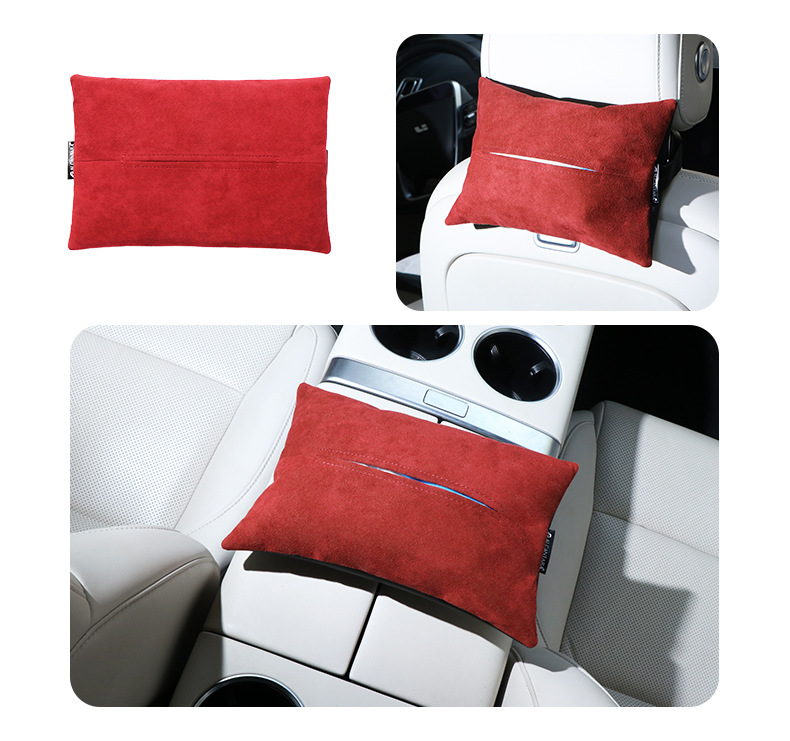 Alcantara Car Tissue Box Seat Back Hanging Car Center Console Armrest Box Paper Box Large Gift