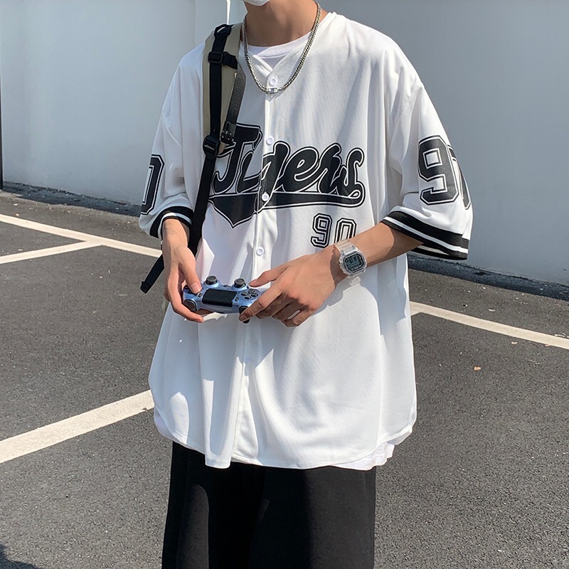 2022 Summer Thin Trendy Brand Short-Sleeve Shirt for Men, Stylish Hong Kong Style, Japanese Versatile Trendy Hip-Hop Cardigan Baseball Jacket