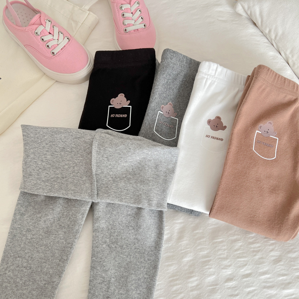 Polainas de los niños ropa cómoda pantalones niñas 2024 primavera y otoño nuevo bebé oso impreso