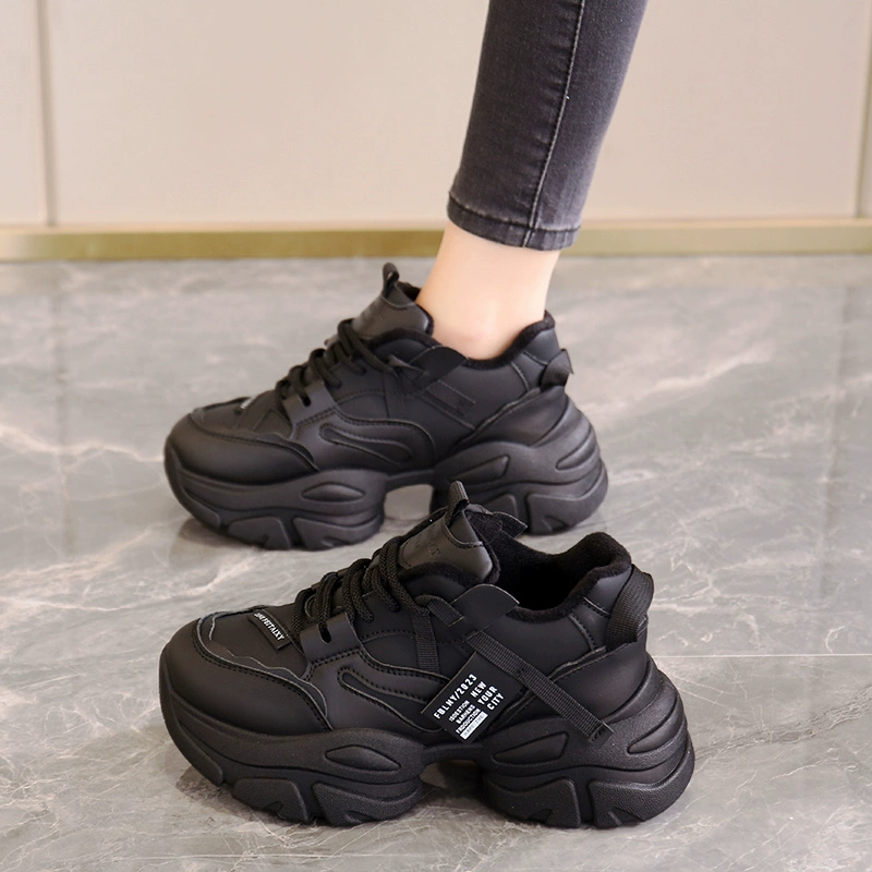 Кроссовки «dad shoes» женские с толстой подошвой, амортизирующая подошва, плюшевый утеплитель, осень–зима