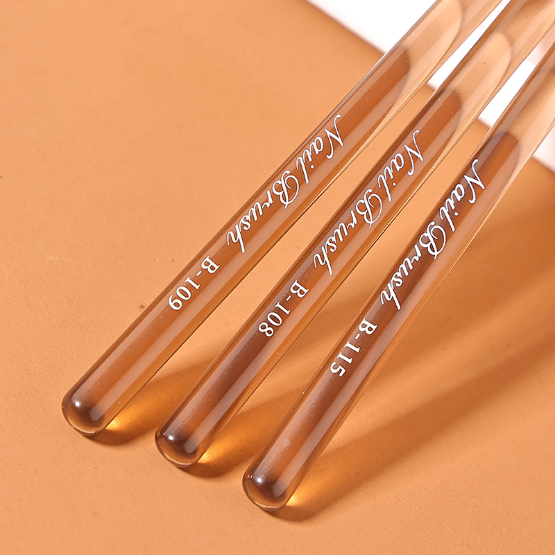 En stock marrón gruesa varilla pluma de Arte de uñas conjunto completo traje 15 piezas de arte de uñas pluma de fototerapia pluma de exploración en flor pluma pintada con tapa