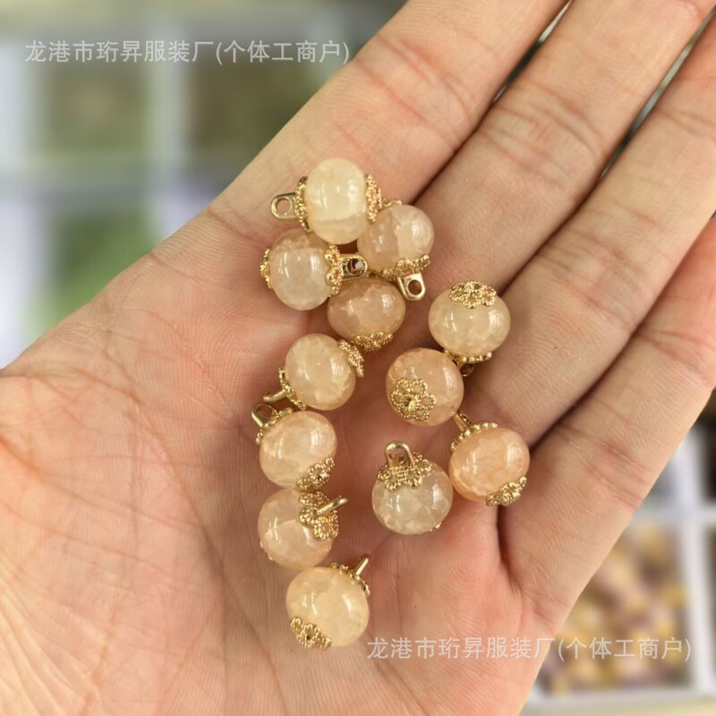 New Chinese Style Women's Clothing Boutique Cheongsam Tang Suit Coat Buttons Jade Colorful Round Jewelry Buttons