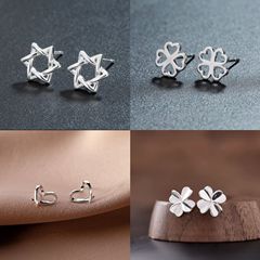 S925鍍銀縷空耳釘簡約小巧心形耳環 新款潮ins冷淡風氣質耳飾品女