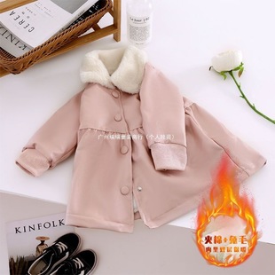 2024 Girls' Winter Clothes New Korean Style fleece-lined Warm Children's Leather Coat Baby Girls' Western Style Children's Clothes