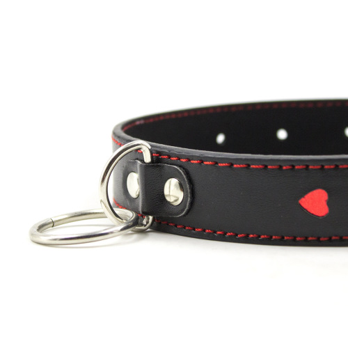 Adult alternative love neck collar leather adult game sm toy red heart chain traction collar pet sex product