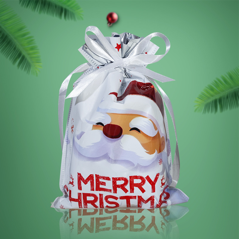 クロスボーダーのクリスマスの贈り物の袋の現物2025新型のクリスマスのプレゼントの袋のセットのクリスマスイブのリンゴの袋は縄を引きます。|undefined