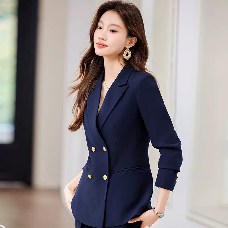 Бесплатная доставка темно-синий костюм женский костюм 2025 новый весенний и осенний пригородный комбинезон