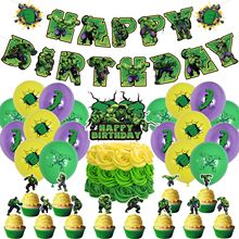 绿巨人生日派对装饰拉旗气球套装漫威动漫儿童生日蛋糕插聚会用品
